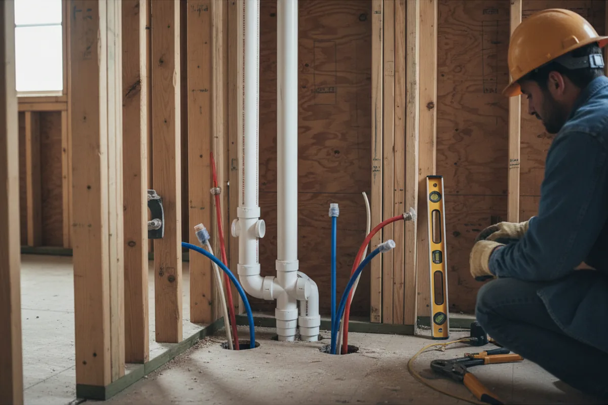 Drain and supply rough-in during Leak Detection in South Dennis