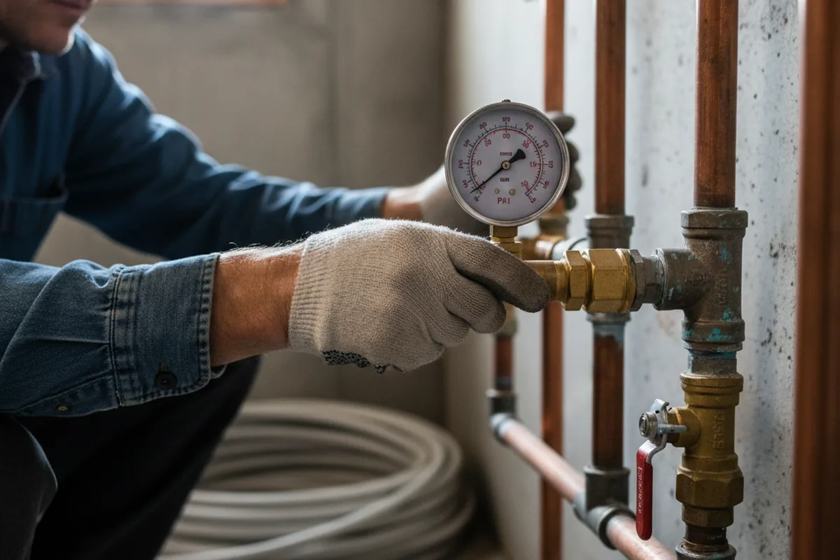 Pressure testing a repaired line during Water Line Repair in South Dennis